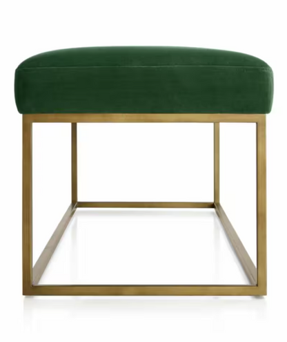 Channel Dark Green Velvet Bench with Brass Base